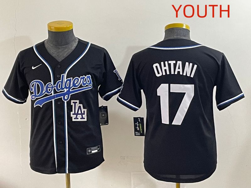 Youth 2025 Los Angeles Dodgers #17 Ohtani Black Three generations Fashion Nike MLB Jersey style 12